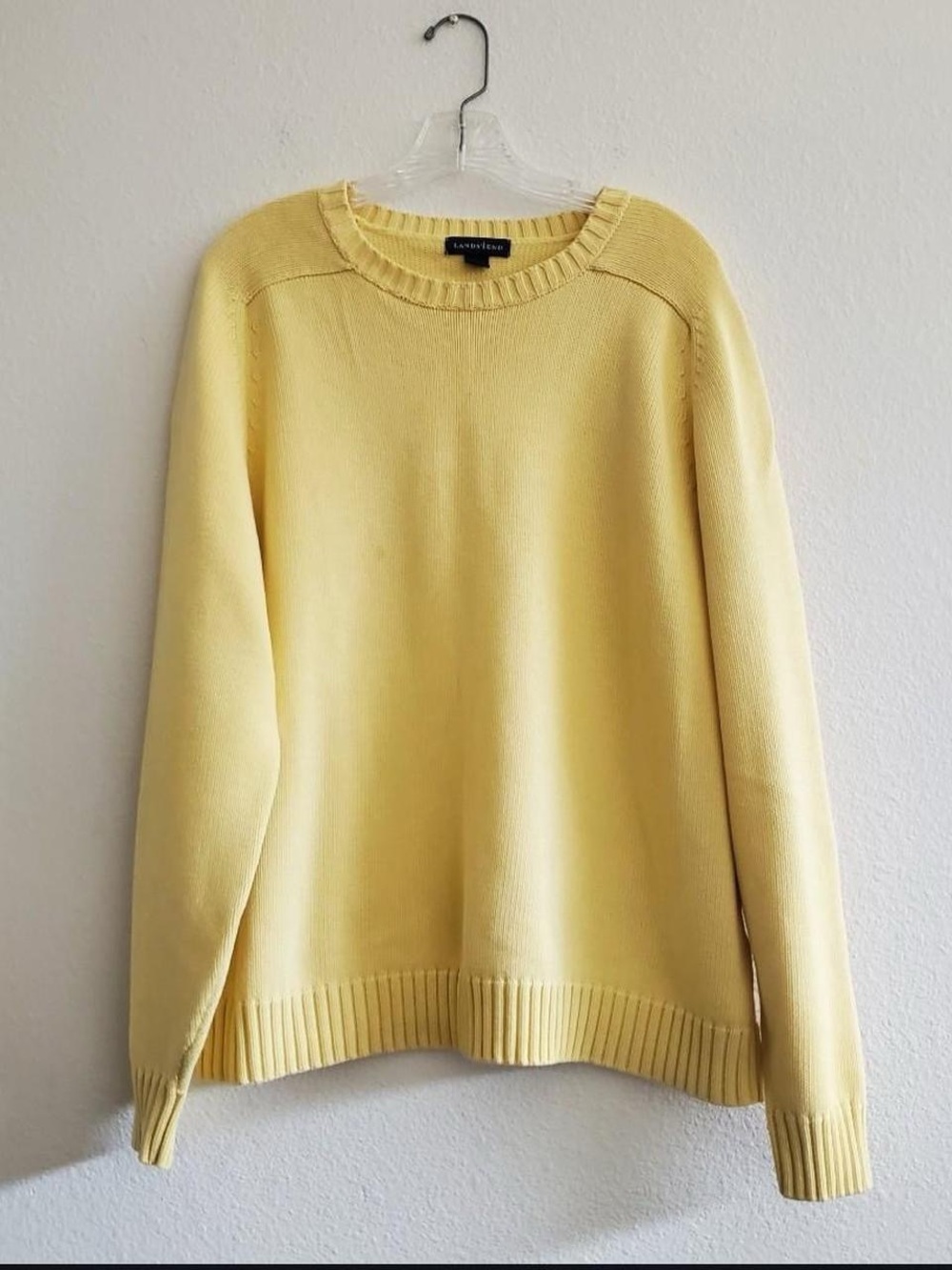 Lands' End Pale Yellow Crewneck Sweater